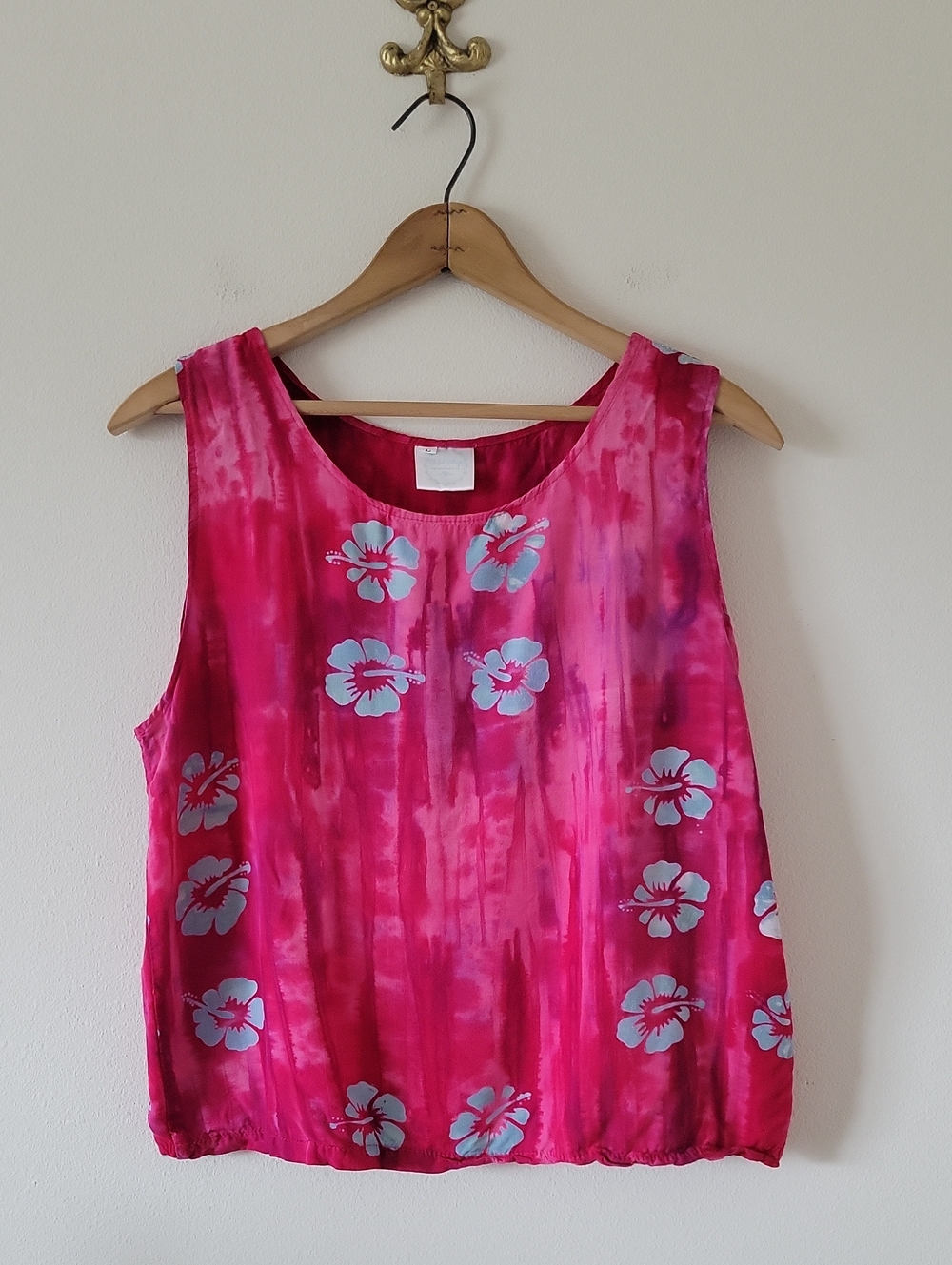Global Village Fuchsia Batik Tank Top Size Large